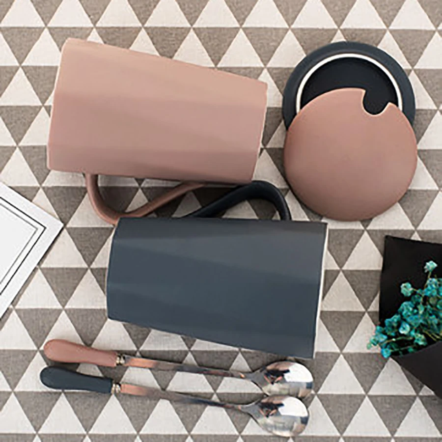 Скандинавские кофейные чашки Геометрическая керамика черные креативная чашка