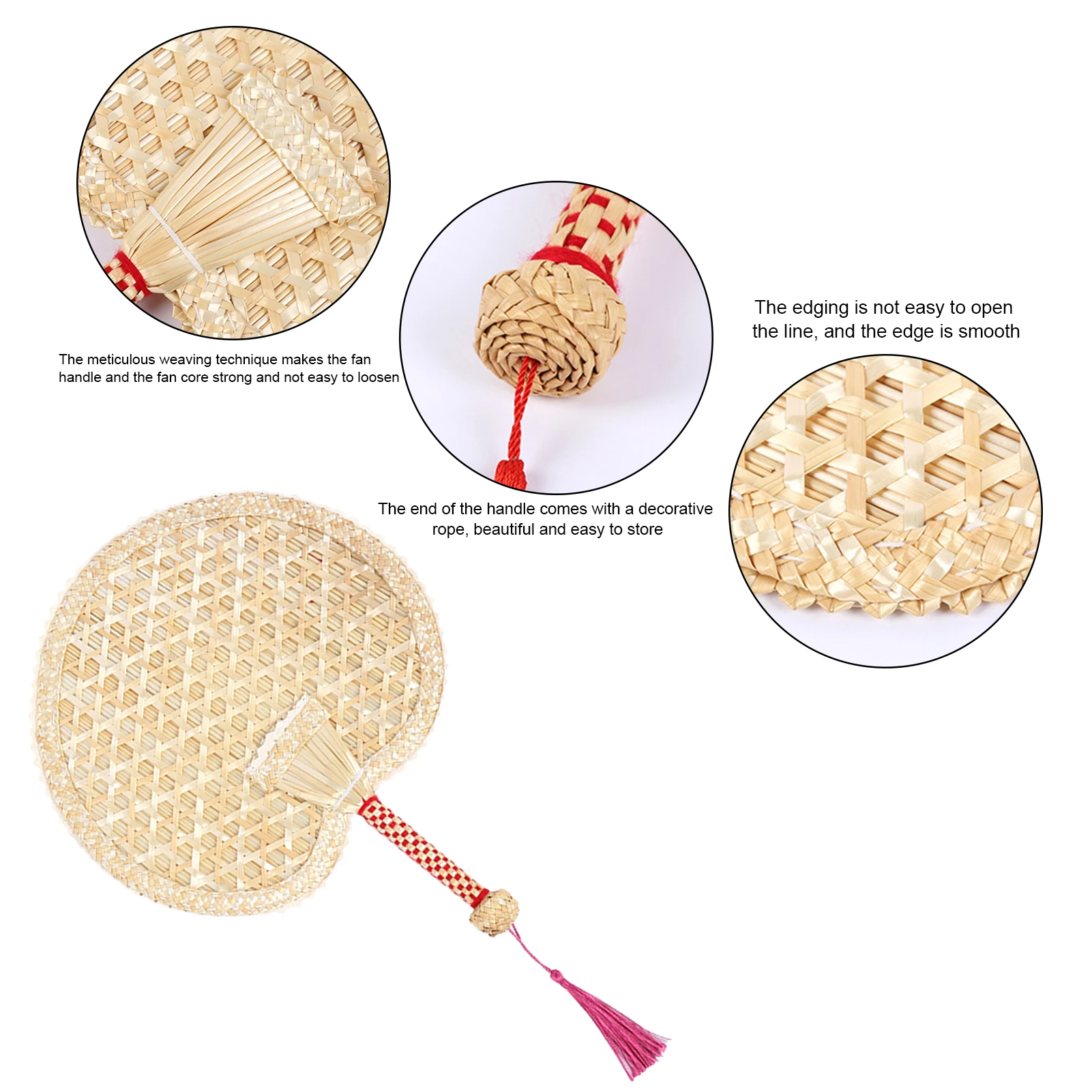 

Handmade Fan Chinese Style Narrowleaf Cattail Braided Durable Summer Neccessory Cooling Hand Fans