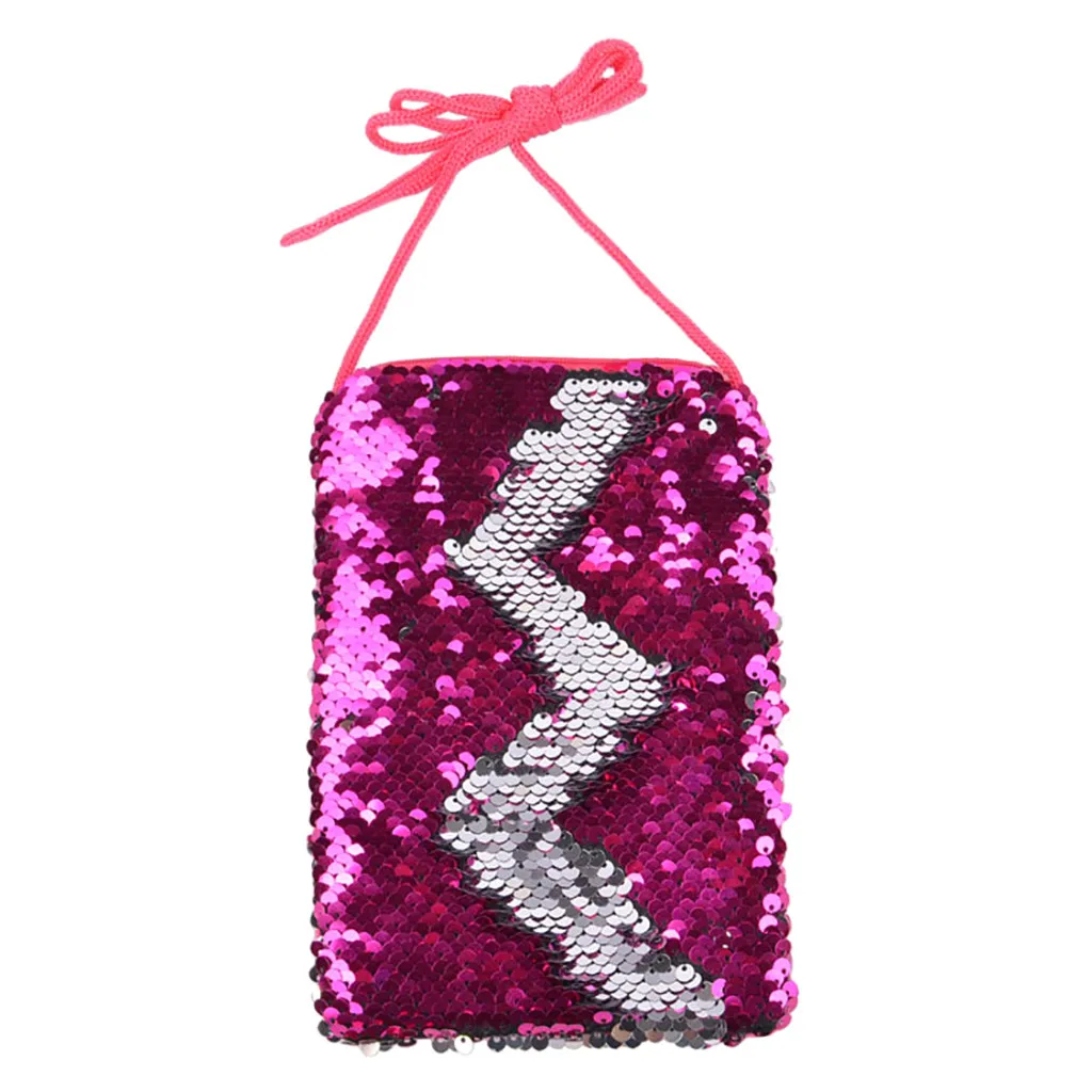 Женская модная двухсторонняя сумка для монет с блестками 2020 на плечо телефона