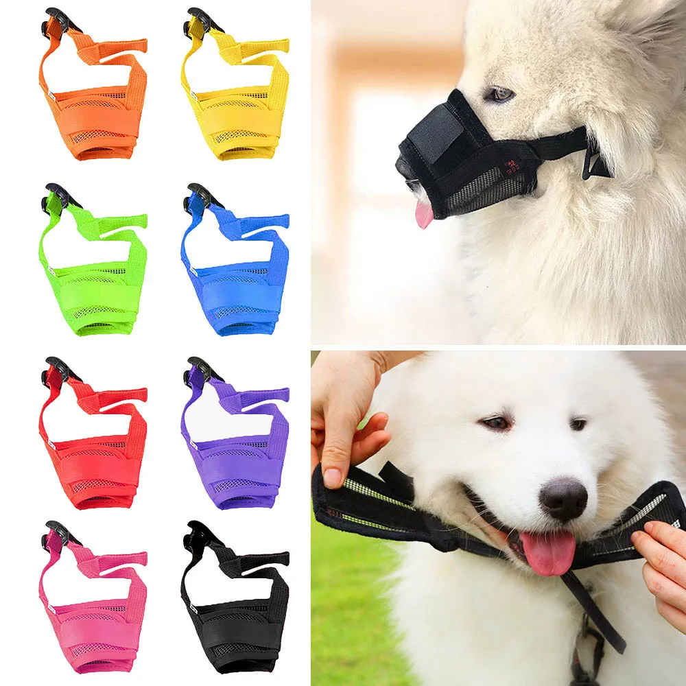 Регулируемая сетчатая дышащая намордка для маленьких и больших собак намордники