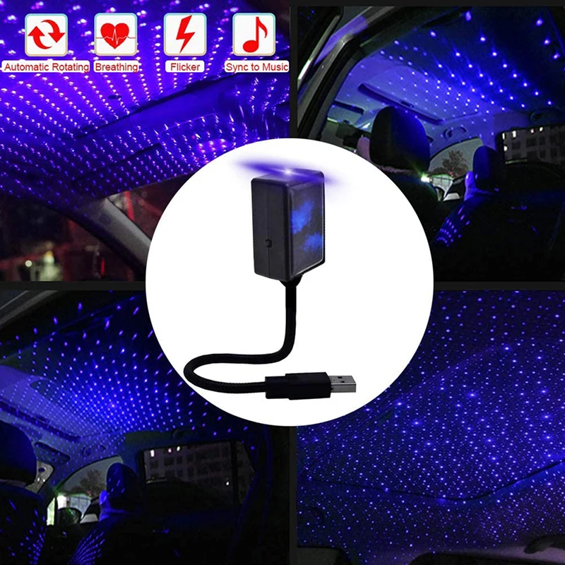 

USB Car Interior Atmosphere Starry Sky Lamp Ambient Star Light LED Projector