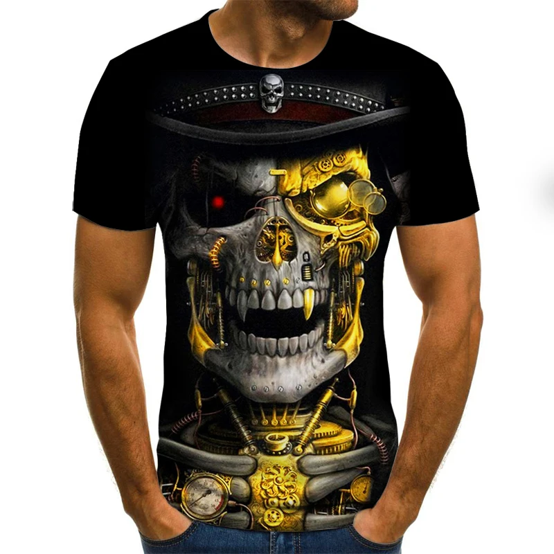 

2020 new horror men's T-shirt summer fashion tops 3D skull demon theme T-shirt men's O-shirt shirt plus size streetwear