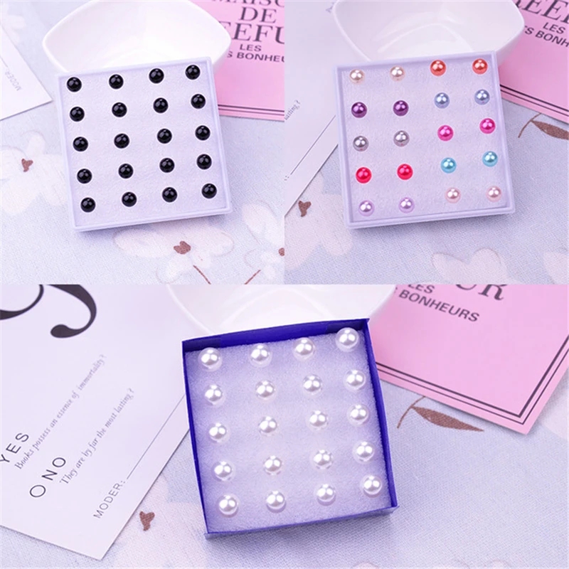 10 пар/компл. красочные черный белый цвет имитация жемчужные серьги-гвоздики