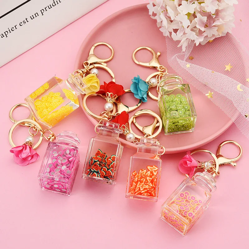 Новинка модный брелок для ключей в виде жидкого сыпучего песка мультяшный арбуз