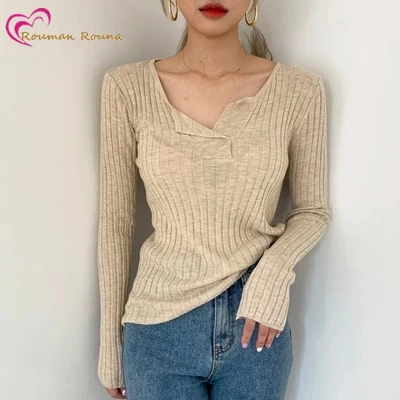 

Fall 2021 Women Clothing Women Sweater Pullover Female Knitting Sweaters Skinny Tops Loose Elegant Knitted Outerwear Thin Slim