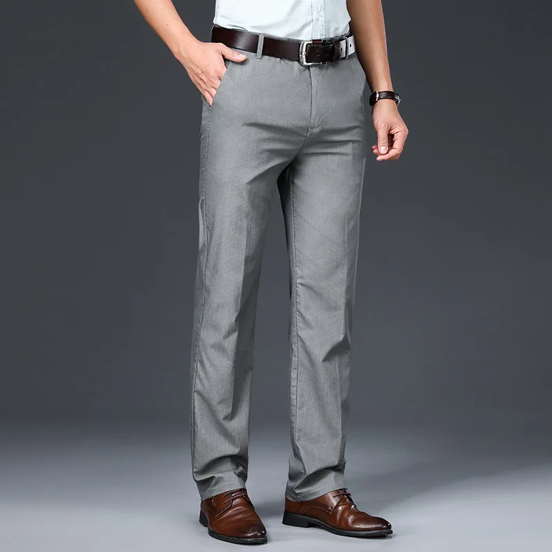 Брюки мужские классические деловые облегающие офисные штаны слаксы лето