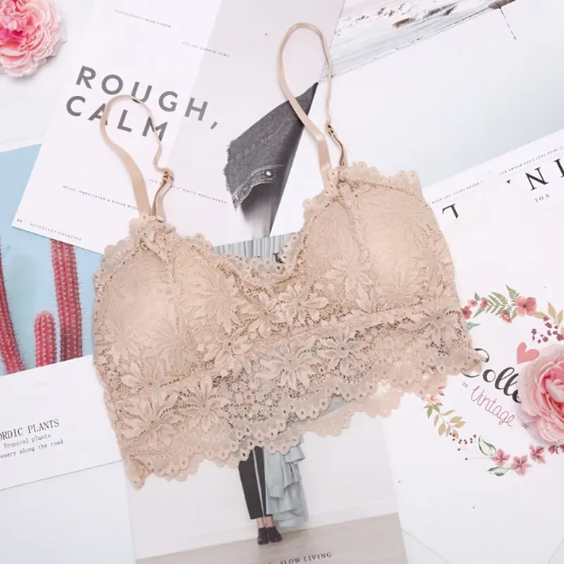1pcs Women Fitness Underwear Floral Lace Sport Crop Top Women Sexy Bra Lace Bralette Sexy Lingerie Wireless Padded Seamless Bra