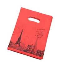 luxury european eiffel tower birthday present gift packaging bags plastic red shopping bags 1520cm 100pcslot