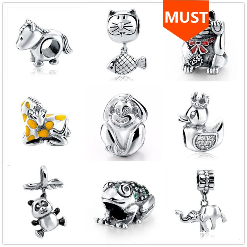 

Подвески из серебра, подлинные Подвески SG, оригинальные шармы в виде обезьяны, кота, лошади, подходят для европейских браслетов, ювелирные и...