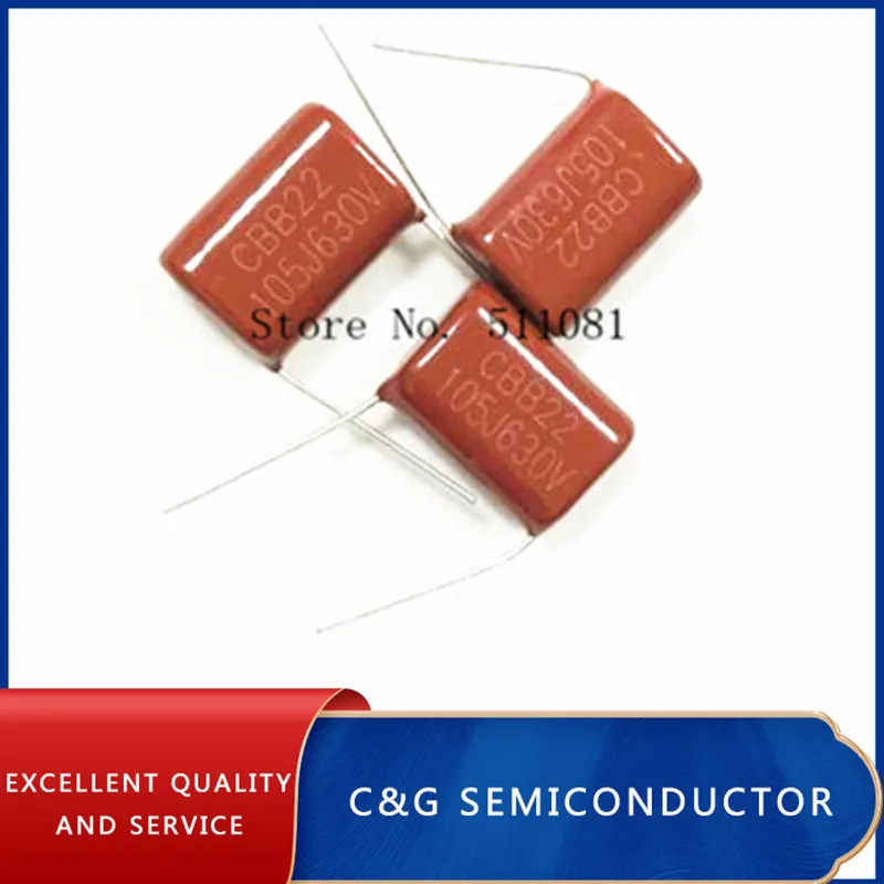100PCS 630V 105J 1UF Pitch 20mm 105 1000NF CBB Polypropylene film capacitor | Электронные компоненты и