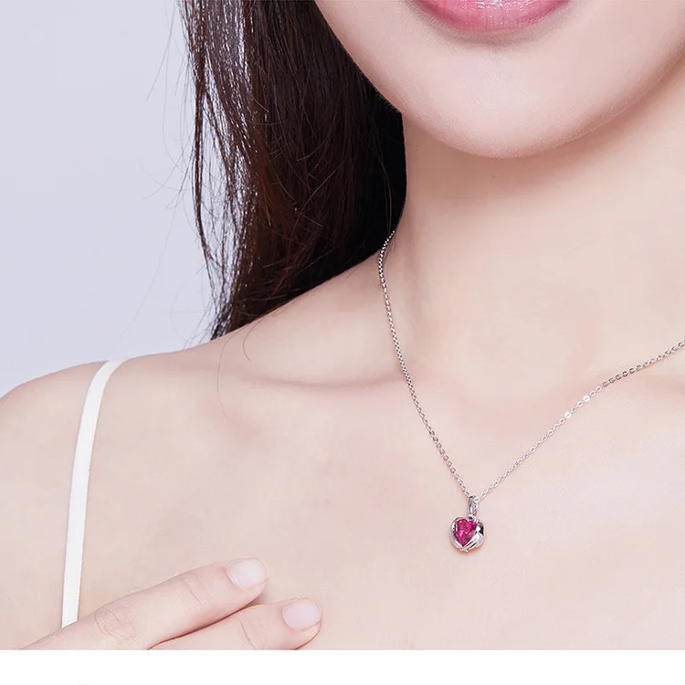 MYBEBOA, красное сердце, крыло стража, подвеска, ожерелья для женщин, AAA кубический цирконий, Звено Цепи, 925 пробы, серебряные ювелирные изделия