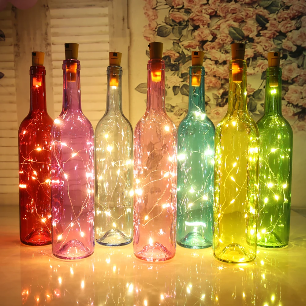 

10 Pack Wine Bottle Lights LED And Cork Copper Wire Colorful Fairy Battery String Light for Party Decor Christmas Halloween
