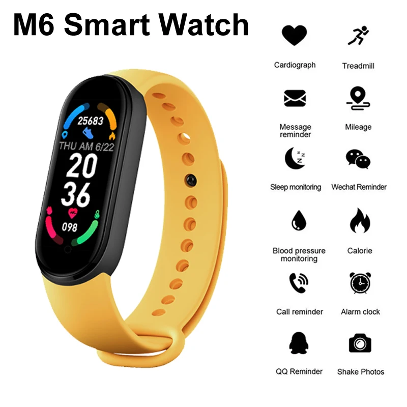

M6 Men Women Fitness Tracker Sports Smart Watch Bracelet Pressure Heart Rate Blood Health Monitor Smart Band Wristband