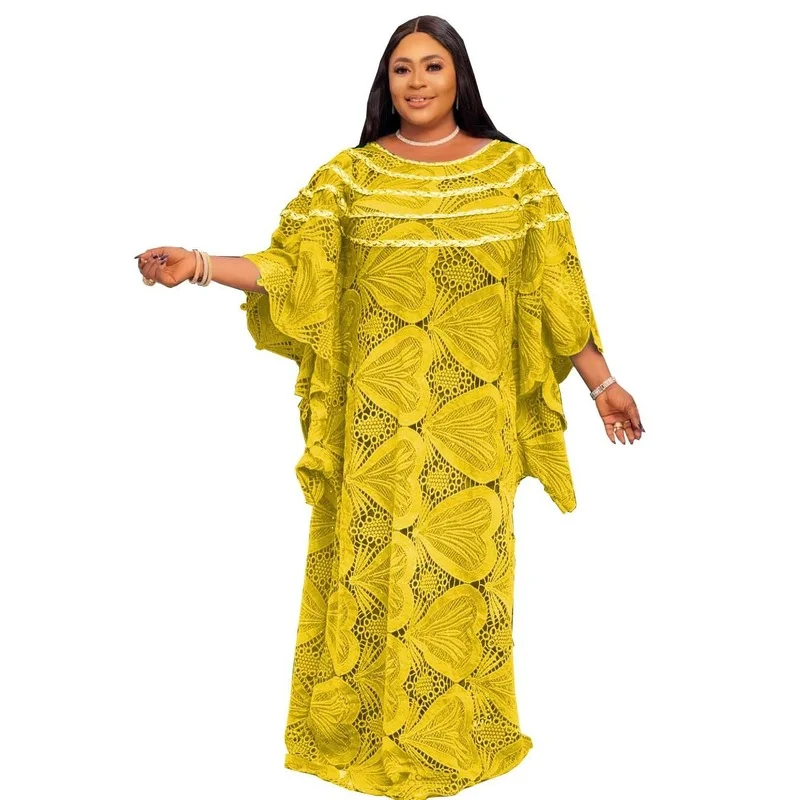 

2021 New African Clothes Lace African Dresses for Women Dashiki Boubou Robe Africaine Femme Bazin Riche Party Africa Dress