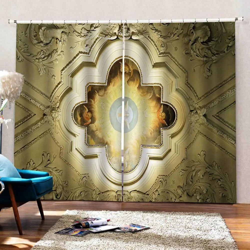 Европейский стиль рисунок ангела фото Затемненные занавески на окно для