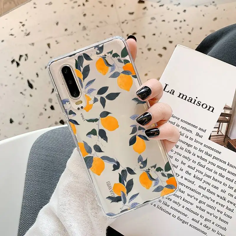 

lemon Phone Case Transparent for Samsung A71 S9 10 20 HUAWEI p30 40 honor 10i 8x xiaomi note 8 Pro 10t 11