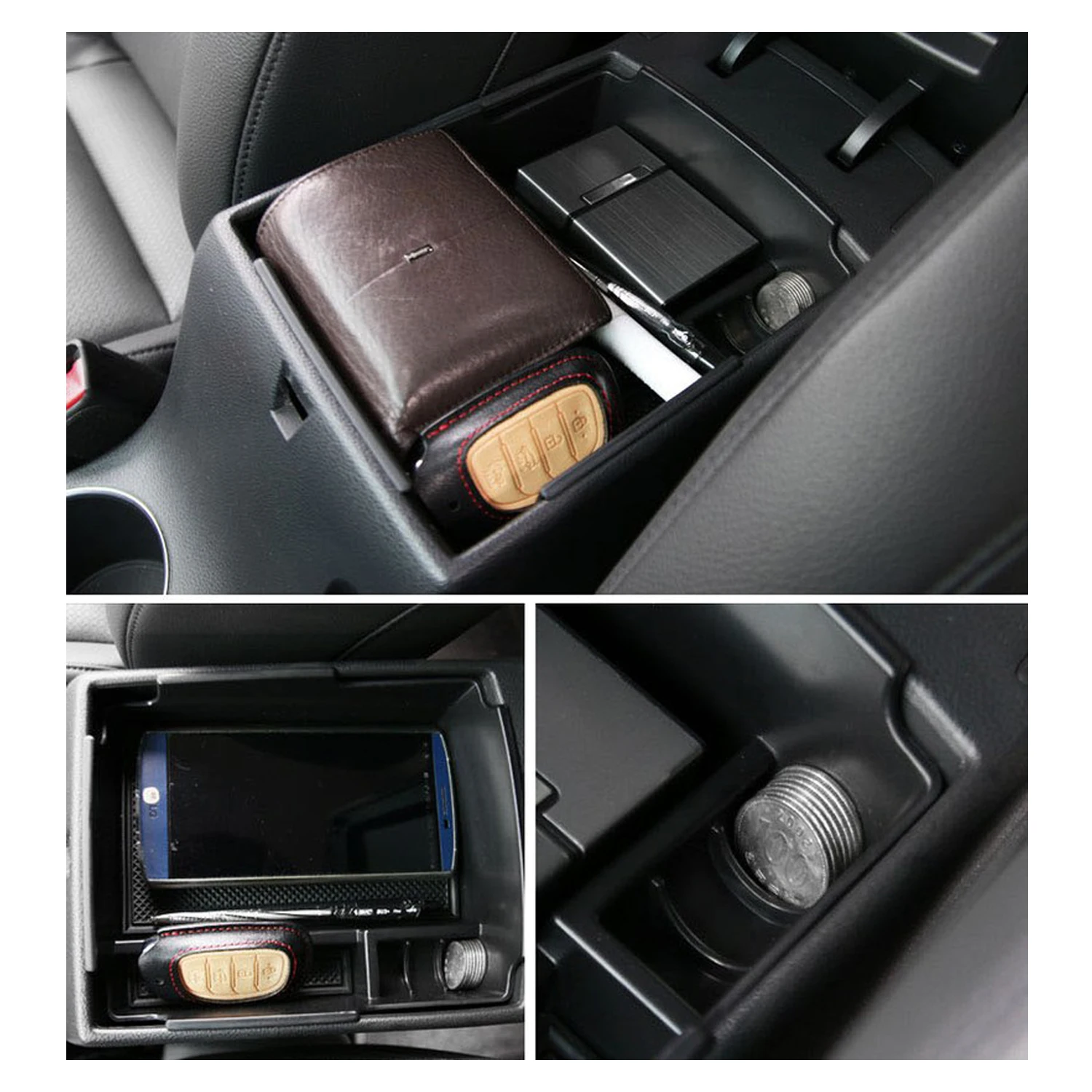 

RUIYA For Elantra 2019 2020 Car Armrest Box Storage Central Control Container Auto Interior Organize Accessories Black