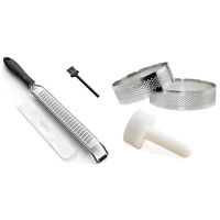 1 pcs lemon zester cheese grater stainless steel kitchen tool 1 set perforated kit tart rings with tart tamper
