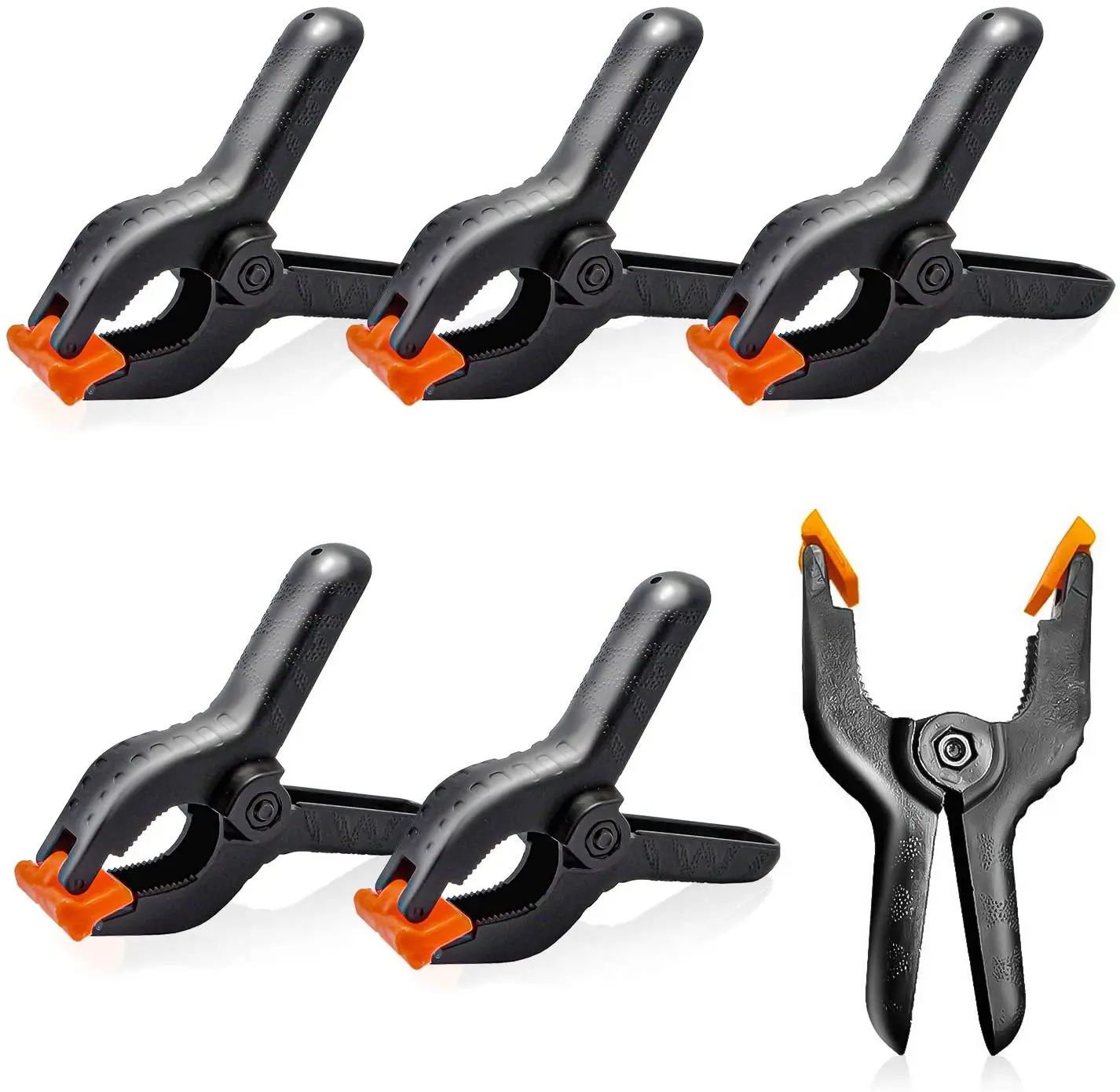 

6 PCS Black Nylon Muslin/Paper Photo Backdrop Background Clamps, 3 inch with Camera Adapter Clamps