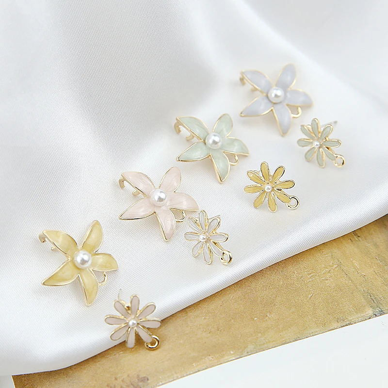 6 шт Горячая продажа 2020 сплав капля масло жемчуг цветок висячие серьги массивные