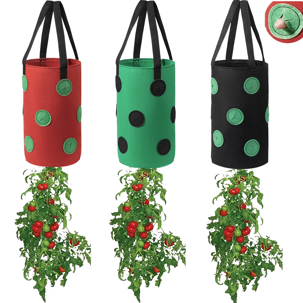 

Вертикальный подвесной мешок для выращивания клубники, садовый уличный мешок для теплиц с 12 отверстиями для выращивания овощей, картофеля, растений, 1 шт.