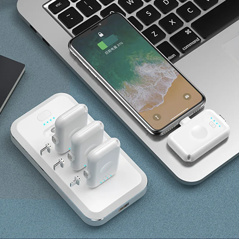 Мини внешний аккумулятор для iPhone Android Type C портативное светодиодное магнитное