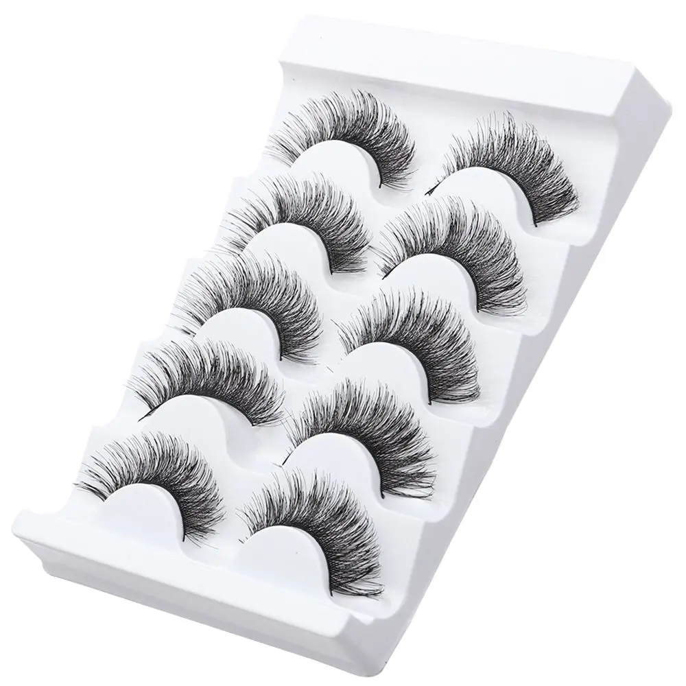 

SKONHED 5 Pairs Women Beauty 3D Fake Eyelashes Eye Extension False Eyelashes Crisscross Lashes Soft Handmade Long Volume
