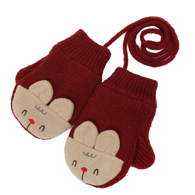 red deer gloves Новинка года, осенне-зимняя шапка шарф перчатки для девочек комплект из 3 предметов, толстый Детский набор из шапки и шарфа, Детские шапочки для мальчиков, шапки, Детская шляпа, шарф, комплект - Цвет: red deer gloves