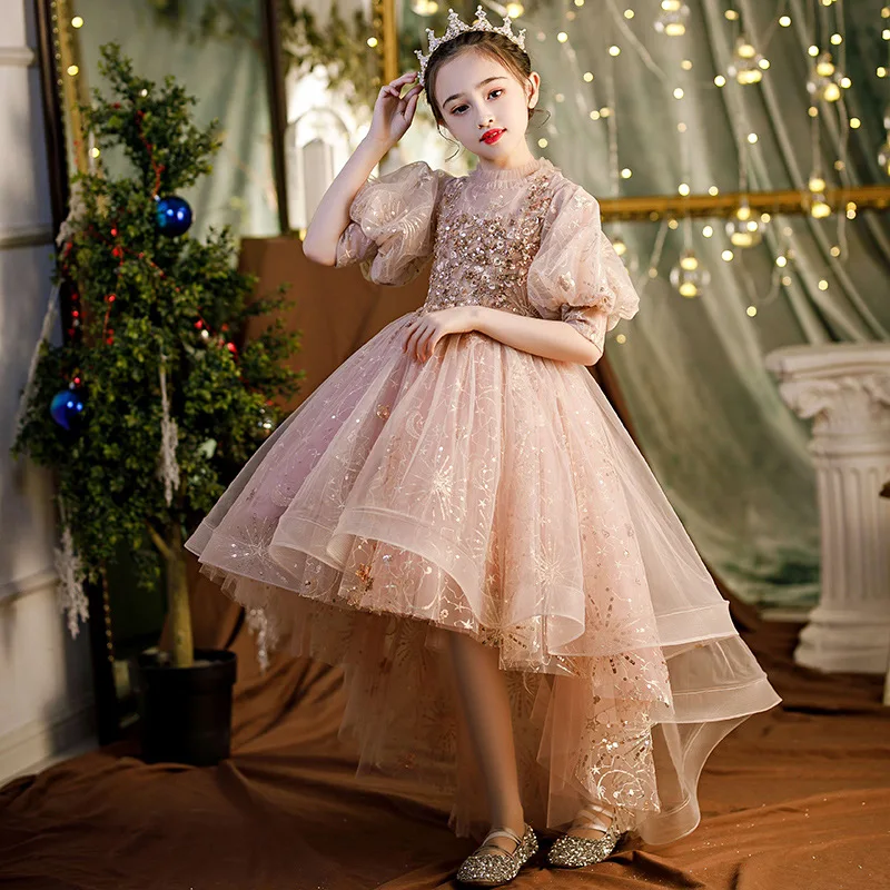 

Elegant Dress For Girl Birthday Princess Party Dress For Kids Girl Luxury Girl Child Clothes Teenage Ceremonial Sequined Dress
