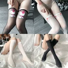 Sanrio, милые сексуальные чулки Hello Kitty для девочек, милые чулки с белыми кружевными краями в стиле 