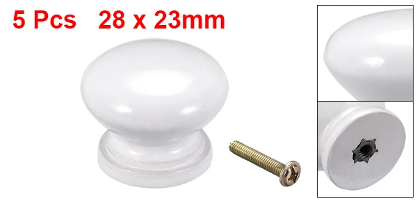 White 28x23mm 5pc Uxcell 5-12 шт. круглая ручка 35 мм 24 мм 28 мм диаметр мебель для шкафа спальни кухни темно-коричневого дерева белого цвета - Цвет: White 28x23mm 5pc