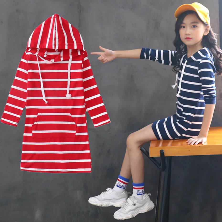 Платья для девочек приталенное платье в полоску длинные худи детское вечерние