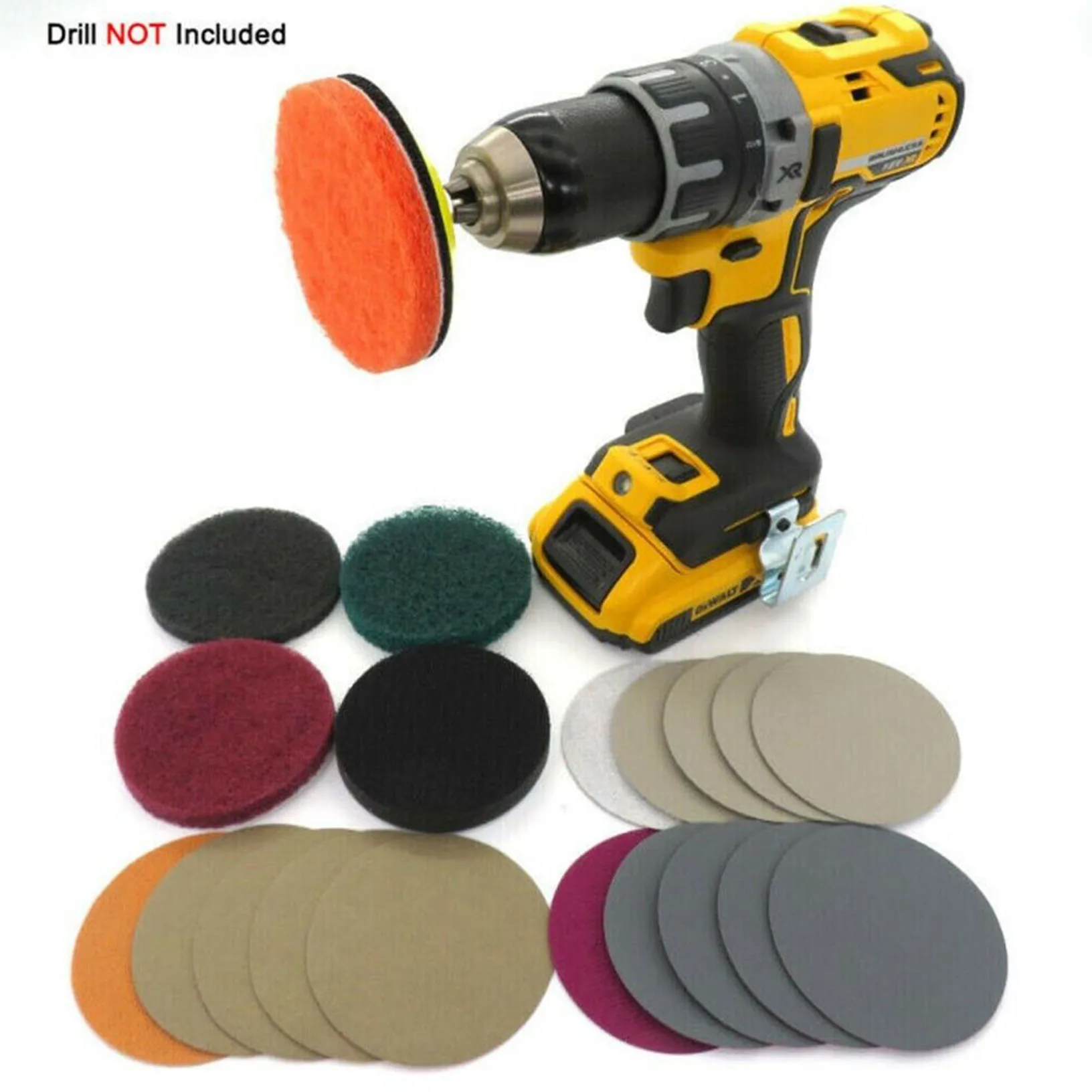 

20Pcs DIY Car Lights Kit Polishing Restoration Car Headlights Repair Set Car Care Sanding Discs Pad M16 Drill Adapter No Drill