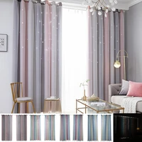window curtain double layer yarn tulle overlay hollow out cut out stars ombre curtain drapes eyelet living room bedroom curtain