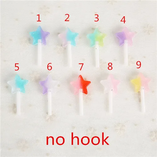 no hook 12 шт смешанные маленькие звезды леденец 38*20 мм Блестящий леденец милые плоские с оборота кабошоны из смолы украшения для сережек и кулонов - Цвет: no hook