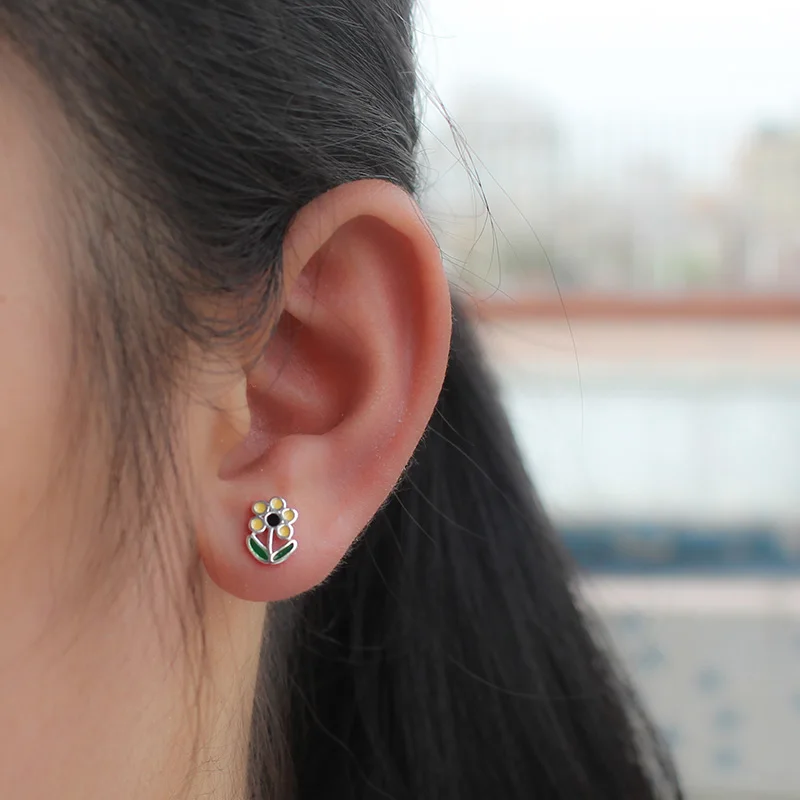Женские серьги гвоздики из серебра 2018 пробы 6 Х9 мм|fashion stud earrings|stud earringsearrings girl |