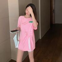 pink short sleeved t shirt women 2021 spring and summer new korean style loose mid length top t shirt women