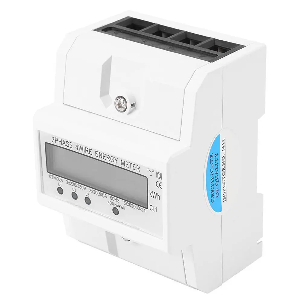 

Electronic Energy Meter 3x20 (80A) Three-Phase Four-Wire DIN-Rail KWh Electric Meter 50Hz LCD Backlight Display