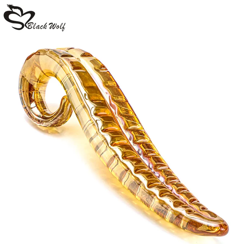 Черный волк Золотое стекло фаллоимитаторы пенис мастурбатор Анальная пробка