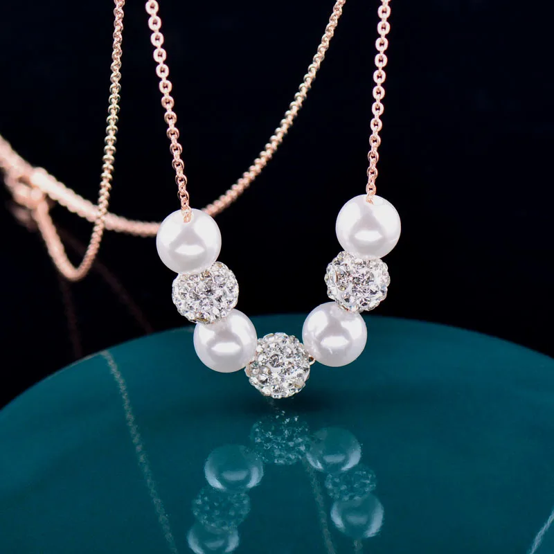 LEEKER винтажное серое белое жемчужное ожерелье для женщин Rolling Crystal Beads розовое золото серебро цвет цепи 188 LK1