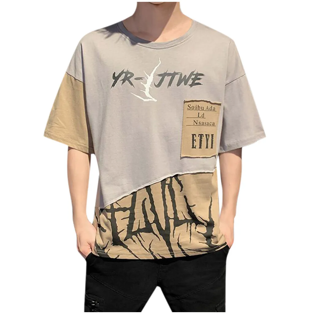 Harajuku Мужская Футболка Повседневная летняя с буквенным принтом цветная коротким