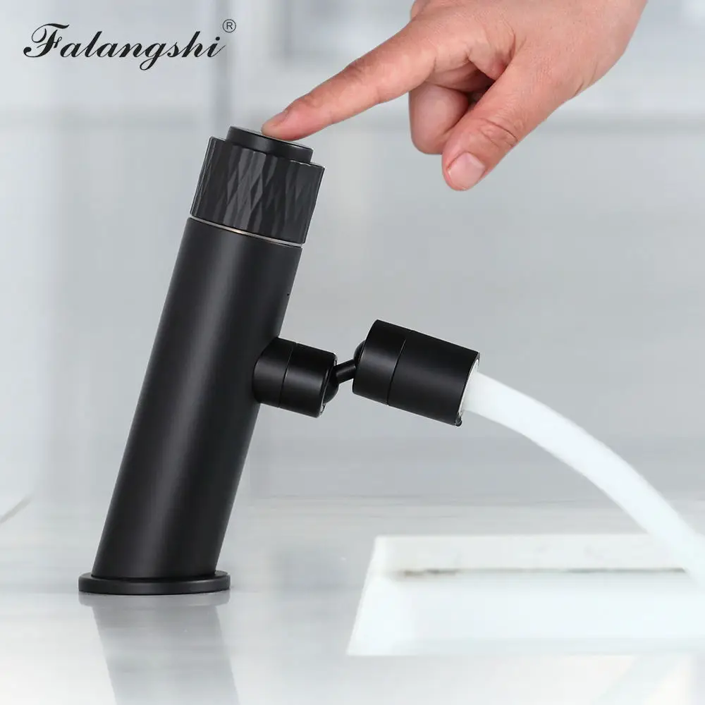 Смесители для раковины матовый черный дизайн с нажимной кнопкой гибкий носик