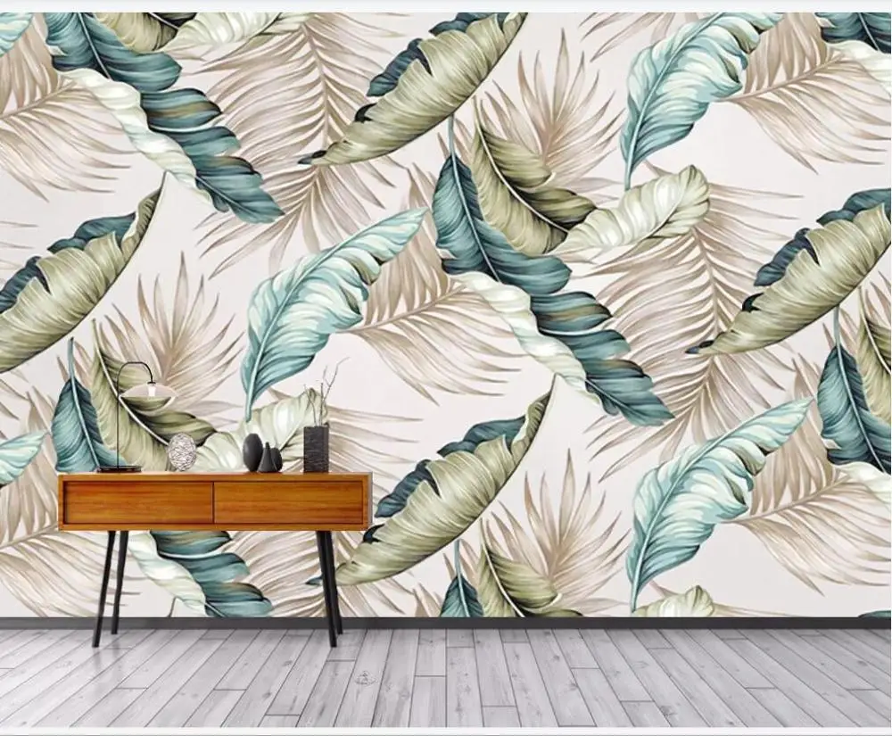 

Большие Настенные обои на заказ XUE SU, в скандинавском стиле, с ручной росписью, с изображением тропического леса, банановых листьев, для гостиной
