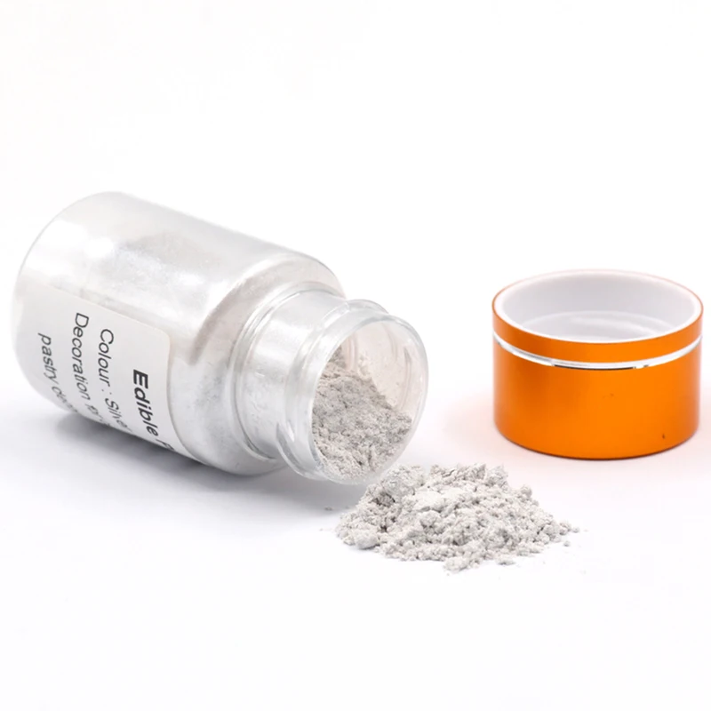 Съедобная серебряная пудра порошок для помадки пирожных 10 г/бутылка домашнего