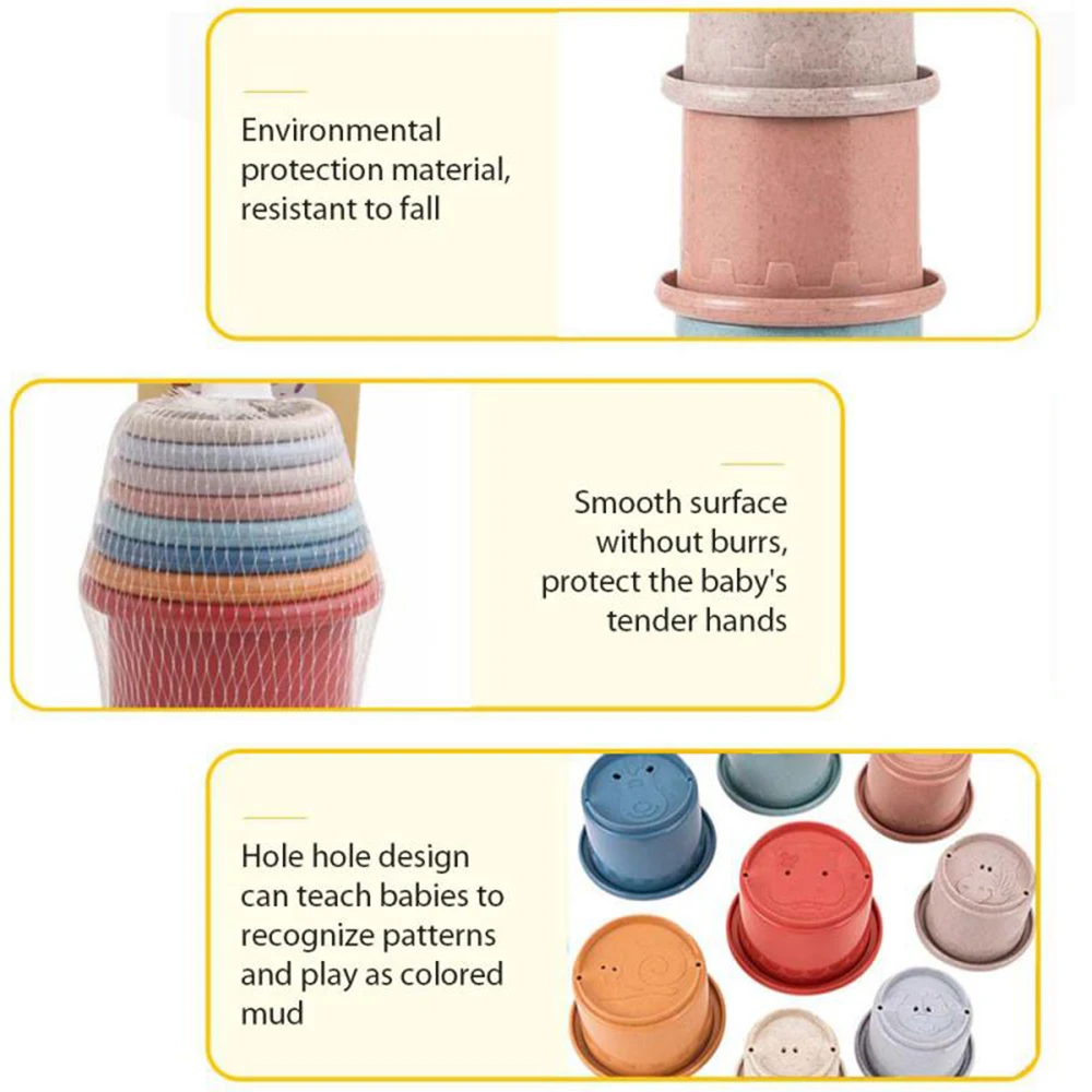 

Funny Wheat Straw Hourglass Stacking Cup Science Education Bathtub Toy Stacking Ring Tower Toy Early Education Christmas Gift