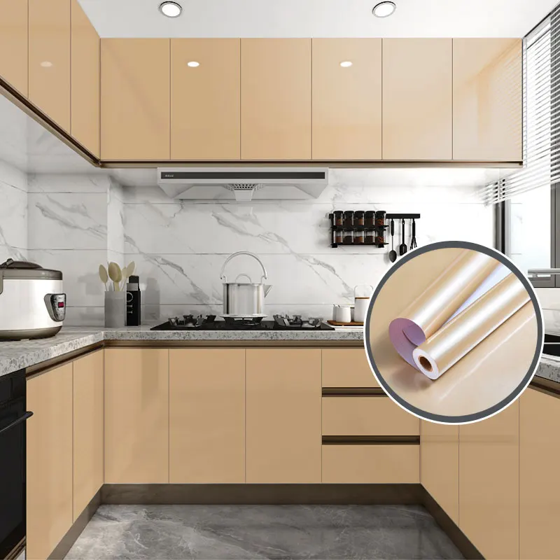 

Kitchen Cabinet Wallpaper Peel and Stick Oil-proof Durable Vinyl Wall Stickers Wardrobe Renovation Modern Decor Solid Color Film