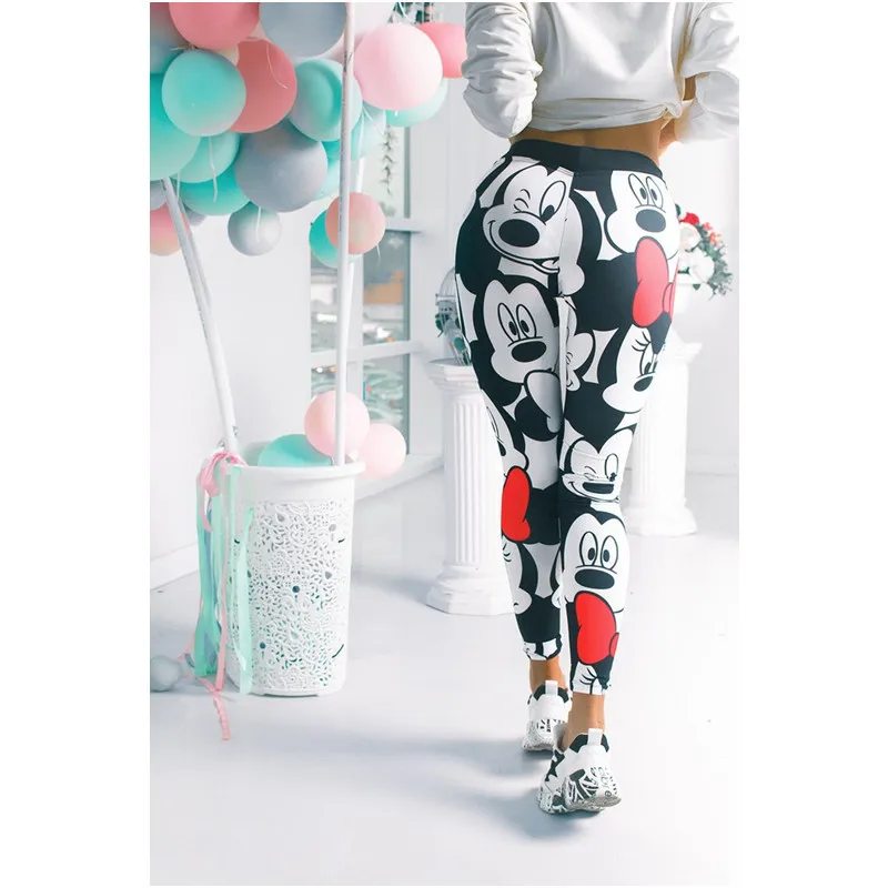 

Active Women Minnie Mickey Yoga Gym Leggings Athletic Women Sport Clothing Workout Femme Mujer Sportwear Fitness cartoon Pants