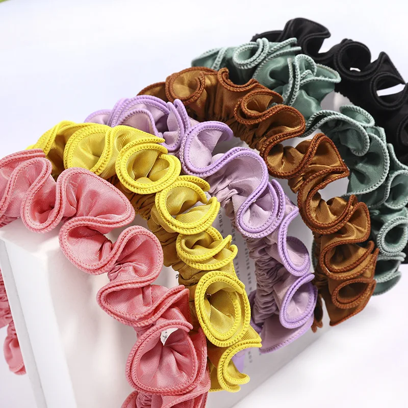 

2021 Women Hairbands Floral Solid Color Headband Handmade Hair Hoop Ornament Fashion Girls Hair Accessories Headwear