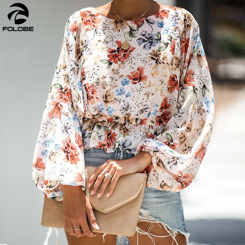 Модная блузка женская одежда 2020 Топы Туника женские цветочный принт Женская с