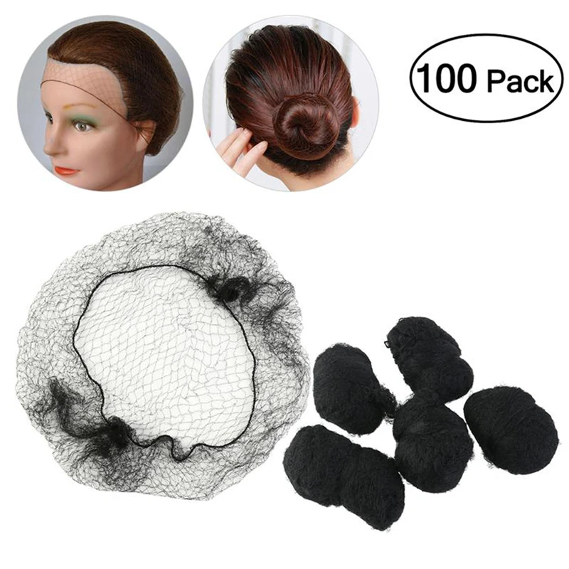 

100pcs Woman Hair Nets Hairnets Stocking CapS Expand Breathable Black